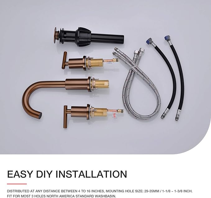 TRUSTMI 2 Handle 8 Inch Widespread Bathroom Sink Faucet with Overflow Pop Up Drain Assembly 3 Piece Brown Bronze Vanity Tap with cUPC Water Supply Lines, Brass, Brushed Rose Gold