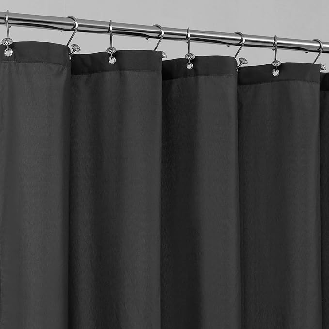 ALYVIA SPRING 72x74 Long Waterproof Fabric Shower Curtain or Liner Black | 3 Magnets, Soft Cloth & Hotel Quality, Machine Washable, Light-Weight, Long Size
