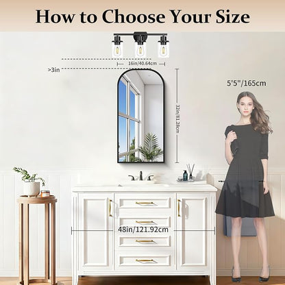 COFENY Bathroom Mirror, 16x32 inch Black Rectangle Wall Mounted Mirror with Thin Frame, Bathroom Vanity Mirrors for Over Sink, Entryway, Living Room, Bedroom