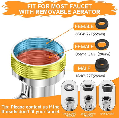 1080° Rotatable Faucet Extender Aerator - Sink Faucet Sprayer Attachment Bathroom - 2 Mode Metal Robotic Arm with Flexible Hose Extension - Small Pet Bathing Hair Face Washing