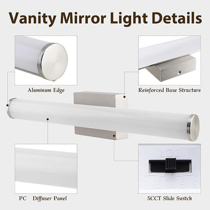Vanity Light 22IN 5CCT Dimmable Bathroom Light Fixtures Over Mirror White