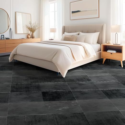Art3dwallpanels Peel and Stick Floor Tiles 30-Pack 12x12 inch Black Marble | Self Adhesive, Waterproof Vinyl Flooring, Marble Pattern, for Kitchen, Dining Room, Bedrooms, Cover 30 Sq. Ft