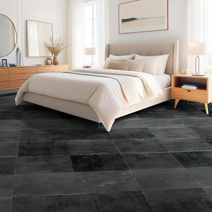 Art3dwallpanels Peel and Stick Floor Tiles 30-Pack 12x12 inch Black Marble | Self Adhesive, Waterproof Vinyl Flooring, Marble Pattern, for Kitchen, Dining Room, Bedrooms, Cover 30 Sq. Ft