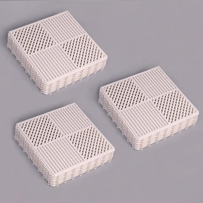 18 Pack Modular Interlocking Floor Tiles Anti-Slip with Drainage Holes for Pool Bathroom Shower Sauna Room SPA Pantry Balcony Patio Boat, 12"×12" White