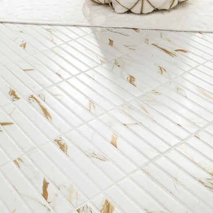 MSI Calacatta Gold Stack Pattern Matte Porcelain Mosaic Floor and Wall Tile for Bathroom, Kitchen Backsplash, Accent Wall Tile, Sample