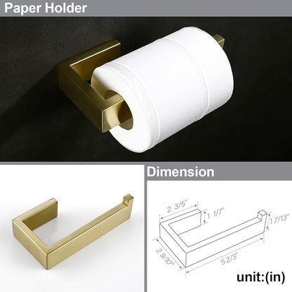 BAGNOLUX Brushed Gold Towel Bar, Bath Towel Holder 304 Stainless Steel, Towel Racks for Bathroom, Square Bathroom Accessories Set Towel Bar Set Heavy Duty, Brushed Brass