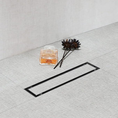 SaniteModar Linear Shower Drain 12 inch Matte Black with Tile Insert Panel | AISI 304 Stainless Steel Black Linear Dain Rectangle Shower Floor Drain with Hair Strainer and Leveling Feet