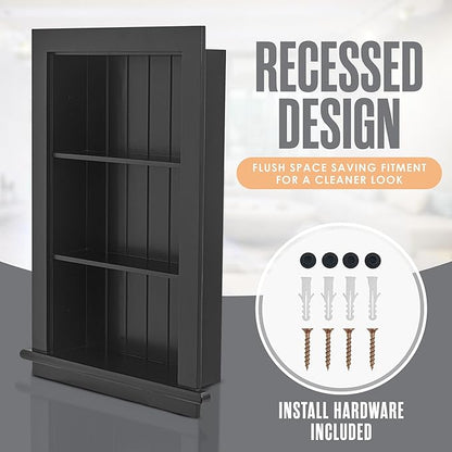 Houseables Recessed Medicine Cabinet, Recessed Wall Niche, In Wall Medicine Cabinet, Bathroom Niche, Insert for Drywall, Between Studs Shelf Replacement, Without No Mirror, Recess, Wood, 14x24 (17x27)