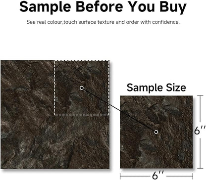 ATOPOSE Peel and Stick Vinyl Floor Tile，1 Piece Sample,6"x6" Self Adhesive Flooring for DIY Installation（ Dark Brown Sample）