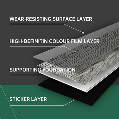 VallisCo Peel and Stick Vinyl Flooring 36 Pack 54 Sq.Ft, Waterproof Vinyl Flooring Peel and Stick for Office, Living Room, Bathroom, Kitchen - Unique Design Easy to Install Floor, Light Gray