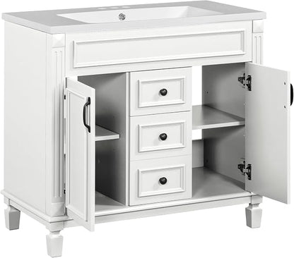 Merax 36" Bathroom Vanity with Sink Combo, Wood Freestanding Storage Cabinet Set W/2 Soft Closing Doors and 2 Drawers