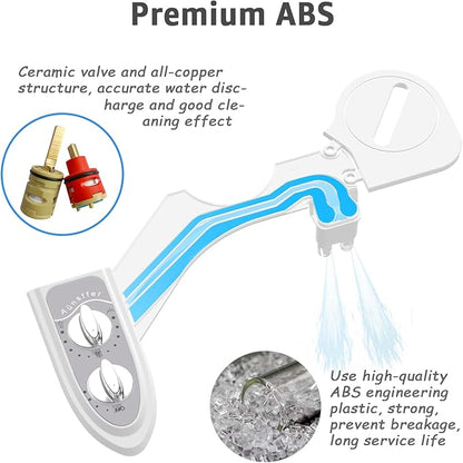 Bidet Attchment for Toilet Grey, Cold Water No-Electric, 3 Wash Modes [Frontal Wash + Rear Wash + Self-Cleaning]，Dual Nozzles Water Pressure Adjustable, Grey