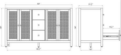 Alaterre Furniture Lucca Bathroom Vanity - Freestanding Cabinet Without Sink - 60 Inch Wood Bathroom Vanity with Soft-Close Doors and Three Drawers - for Double Sink Cabinet (Natural)