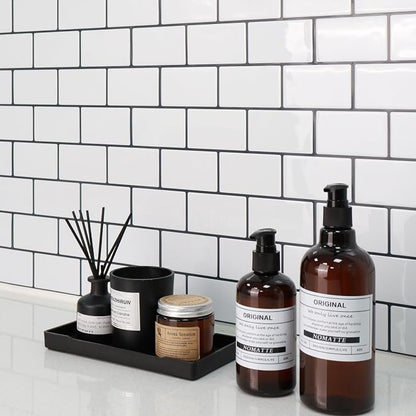 STICKGOO Subway Tile Peel and Stick Backsplash, Thicker Design 12" x 12" Stick on Backsplash Tiles for Kitchen, Bathroom, Wall Tile (10 Sheets, Cold White with Black Grout)