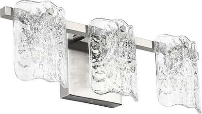 3-Light Bathroom Vanity Light, Brushed Nickel Bathroom Light Fixture Over Mirror with Clear Glass, Modern Bath Wall Sconce Lighting for Bath Restroom, OS-MM5002-3BN