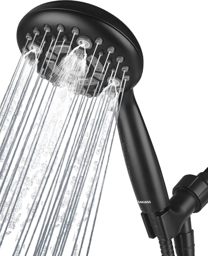 6 Spray Modes High Pressure Handheld Showerhead Set Upgraded 5 Inches Shower Head with Handheld Spray Matte Black Handheld Shower Head 60 Inches Stainless Steel Hose-1-Min Install