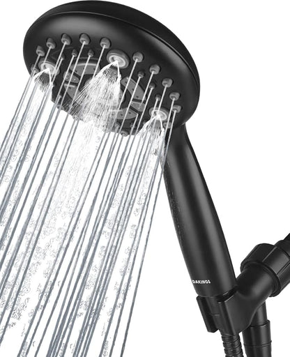 6 Spray Modes High Pressure Handheld Showerhead Set Upgraded 5 Inches Shower Head with Handheld Spray Matte Black Handheld Shower Head 60 Inches Stainless Steel Hose-1-Min Install