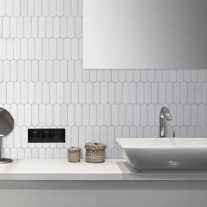DICOFUN 1 Sheet Brushed Metal Long Hexagon Peel and Stick Backsplash, 12"x12" PVC Stick on Backsplash Wall Tiles for Kitchen and Bathroom