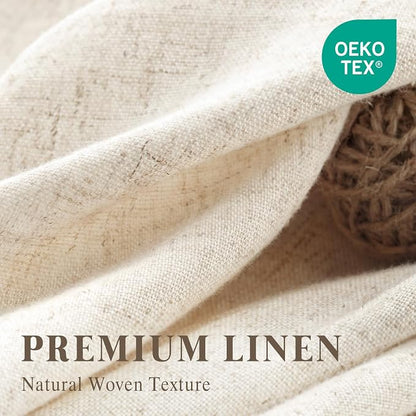 Beige Linen Shower Curtain Cream Boho Farmhouse 60" W x 72" L | Linen Fabric, Boho Farmhouse, Woven Texture, Natural Cloth, Elegant Drape, Washable, Shower Curtain for Bathroom Bathtub