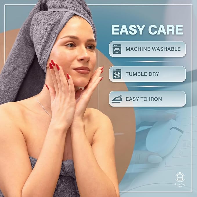 Luxe 2-Piece Bath Towel Set – Large Soft Cotton Towels, Absorbent, Durable & Skin-Friendly, Machine Washable, 27 x 54 in, Stone Grey