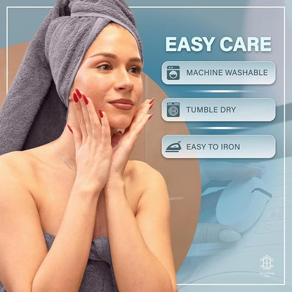 Luxe 2-Piece Bath Towel Set – Large Soft Cotton Towels, Absorbent, Durable & Skin-Friendly, Machine Washable, 27 x 54 in, Stone Grey