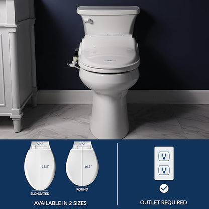 Bio Bidet Bliss BB1000 Warm Water Bidet Seat, Air Dryer, Heated Seat with Slow Close Lid, Remote Control, Round