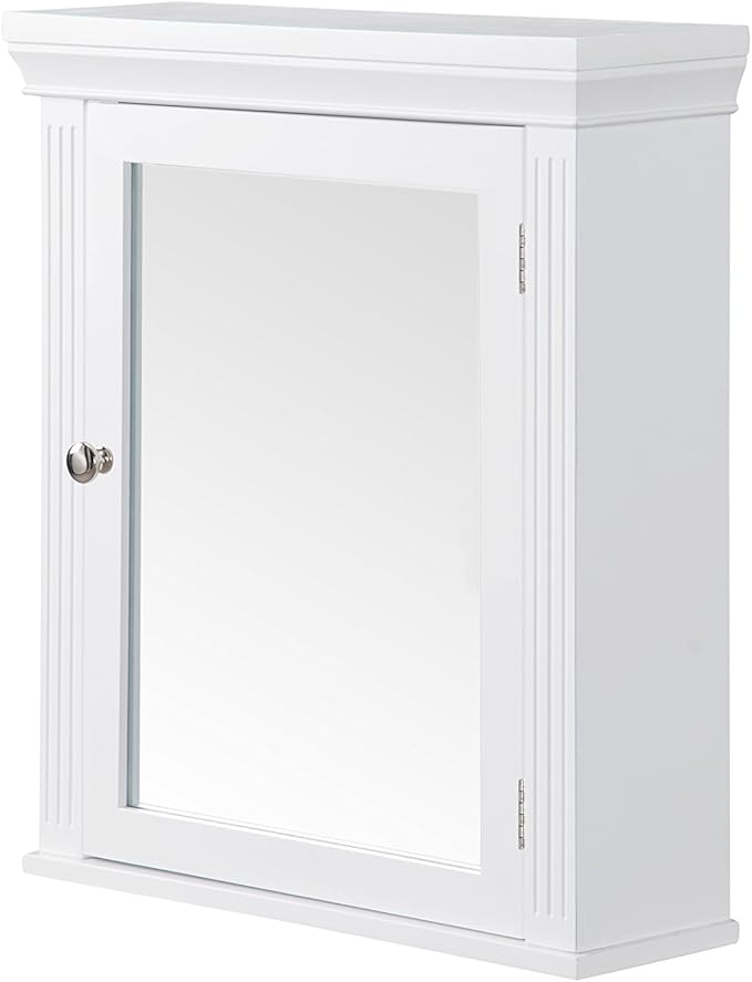 Teamson Home Stratford Wooden Bathroom Furniture, Mirrored Wall Medicine Cabinet, White