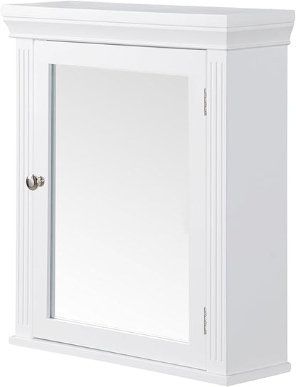 Teamson Home Stratford Wooden Bathroom Furniture, Mirrored Wall Medicine Cabinet, White