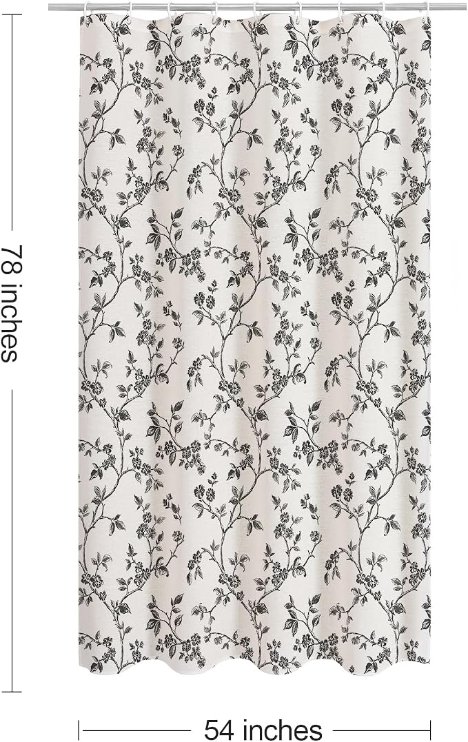 MitoVilla Small Stall Cotton Floral Shower Curtain for Bathroom,54 x 78 | Long BoHo Cottagecore Spring Shower Curtains, Modern Farmhouse Country Plant Leaves Bathroom Décor, 54 x 78