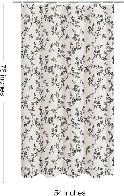MitoVilla Small Stall Cotton Floral Shower Curtain for Bathroom,54 x 78 | Long BoHo Cottagecore Spring Shower Curtains, Modern Farmhouse Country Plant Leaves Bathroom Décor, 54 x 78