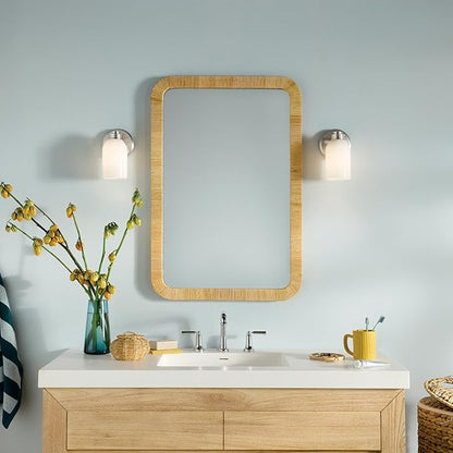 Kichler Shae 5" 1-Light Wall Sconce with White Opal Glass in Brushed Nickel, Modern, for Vanity, Fireplace, Buffet, Hallway, Vanity Mirror, (8.25" H x 5" W), 55200NI