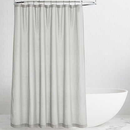KGORGE Linen Blend Semi-Sheer Shower Curtains Grey for Bathroom | Lightweight Waterproof Fabric for Bathtub, Privacy Assured, Hooks Included, Button Hole, W72 x L84