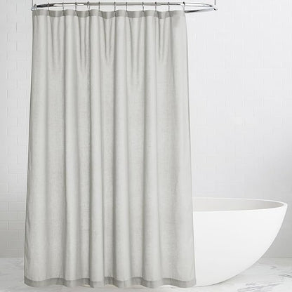 KGORGE Linen Blend Semi-Sheer Shower Curtains Grey for Bathroom | Lightweight Waterproof Fabric for Bathtub, Privacy Assured, Hooks Included, Button Hole, W72 x L78