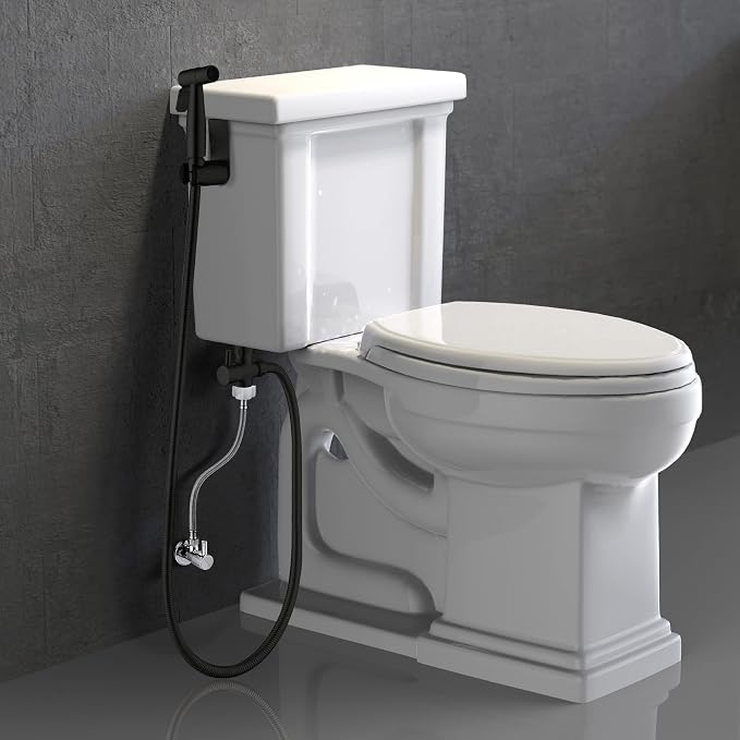 Handheld Bidet Sprayer for Toilet, Stainless Steel Baby Cloth Diaper Sprayer Kit, Bathroom Toilet Bidet Attachment Set for Bathing Pets Feminine Hygiene, Matte Black BDS01-7