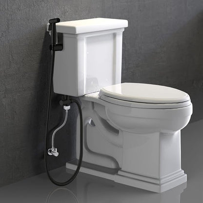 Handheld Bidet Sprayer for Toilet, Stainless Steel Baby Cloth Diaper Sprayer Kit, Bathroom Toilet Bidet Attachment Set for Bathing Pets Feminine Hygiene, Matte Black BDS01-7