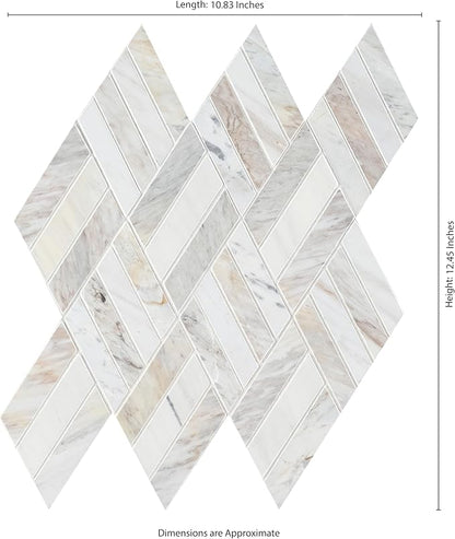 MSI Angora Rhombus Polished Marble Mosaic Tile for Bathroom, Kitchen Backsplash, Accent Wall Tile, and Shower Wall Tile