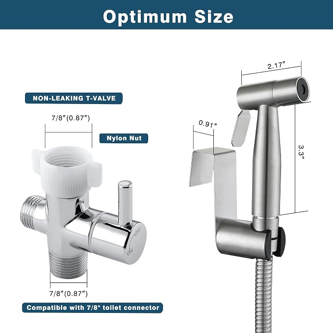 Premium Handheld Bidet Spray for Toilet | Adjustable Water Pressure | Leak-Proof Stainless Steel Toilet Bedit Sprayer | Muslim Shower | Cloth Diaper Washer Extra 1 Bidet Sprayer