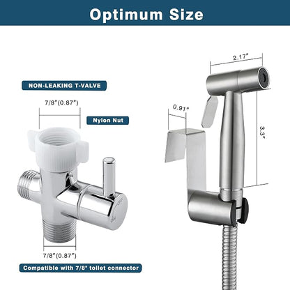 Premium Handheld Bidet Spray for Toilet | Adjustable Water Pressure | Leak-Proof Stainless Steel Toilet Bedit Sprayer | Muslim Shower | Cloth Diaper Washer Extra 1 Bidet Sprayer