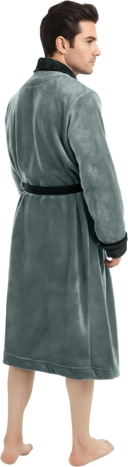 NY Threads Mens Robe, Luxury Plush Fleece Mens Bathrobe, Spa Bath Robe for Men