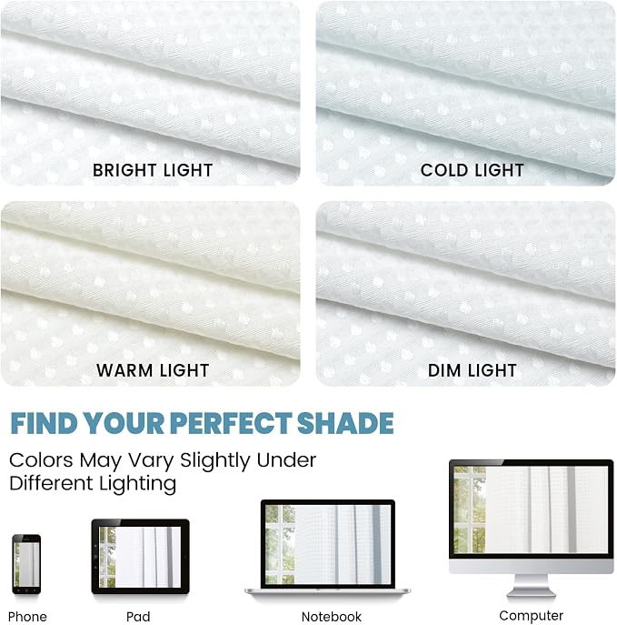 SORTTO No Hook Shower Curtain with Snap in Liner Set Waffle Shower Curtain for Bathroom Hotel Style Fabric Waterproof Inner Liner，71" W x 77" H, White