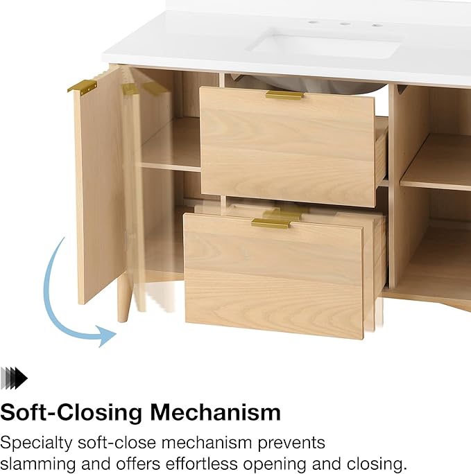 OVE Decors Indy 48 in. Undermount Single Sink Bathroom Vanity with White Engineered Marble Top, Rustic Ash