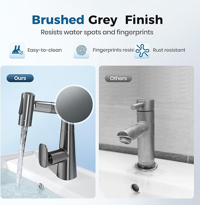 Bathroom Sink Faucet with Pull Down Sprayer,3 Mode Single Handle Vanity Faucet,Kitchen Faucet with 360° Swivel &Pull Down Sprayer