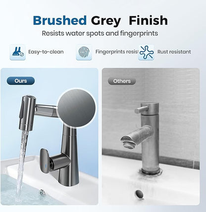 Bathroom Sink Faucet with Pull Down Sprayer,3 Mode Single Handle Vanity Faucet,Kitchen Faucet with 360° Swivel &Pull Down Sprayer