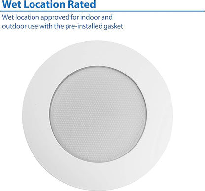 NICOR Lighting 6 inch White Recessed Shower Trim with Albalite Lens (17505)