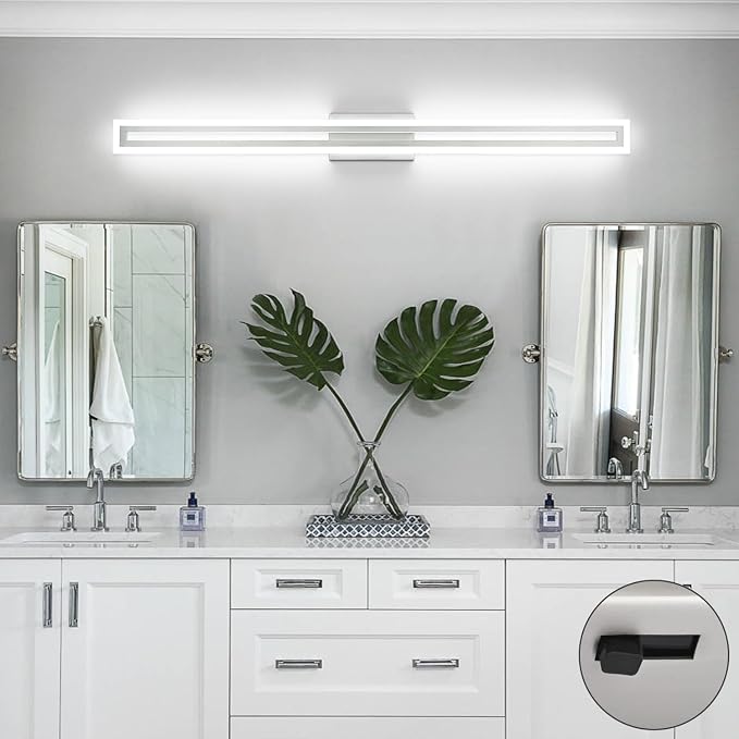 SOLFART Brushed Nickel Vanity Lights for Bathroom 48 Inch 5 Color Adjustable Vanity Lighting Over Mirror 5CCT