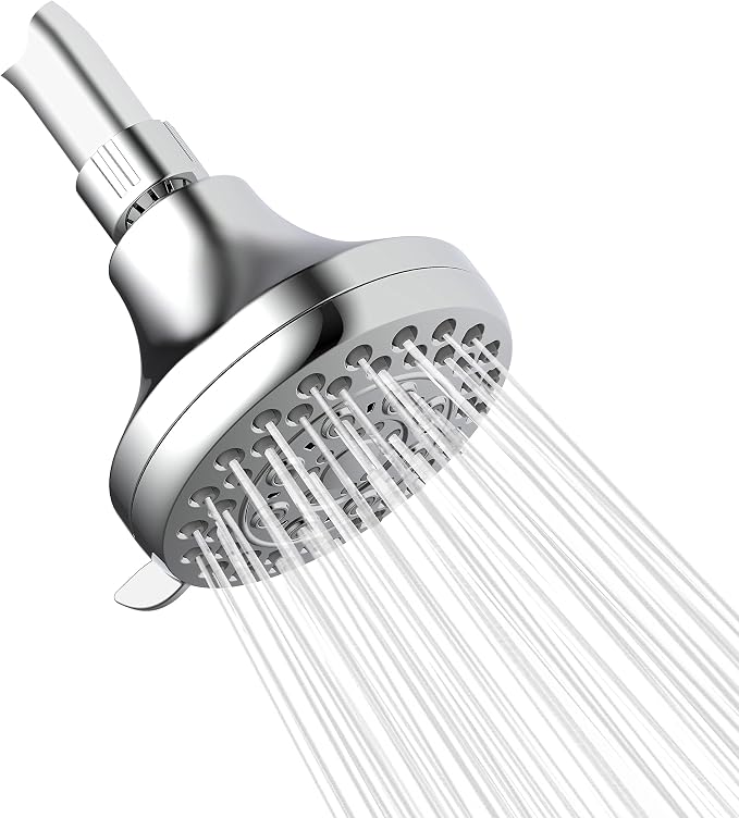High Presssure Shower head, Premium Chrome Bathroom Fixed Showerhead, 5 Spray Settings Showerheads for Low Water Flow- Excellent Shower Head Replacement for Luxury Shower Experience
