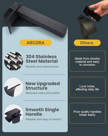 Vessel Sink Faucet Black and Gold: ARCORA Single Hole Tall Waterfall Bathroom Faucet, Single Handle Lavatory Vanity Tap with Pop Up Drain and cUPC Supply Lines