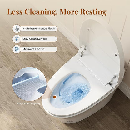 ST12P Smart Toilet, Bidet Toilet with ADA Height, Foam Shield & PlasmaClean Technology for Enhanced Comfort & Hygiene, Remote Control, Easy-clean