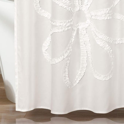 Lush Decor White Ruffle Flower Polyester Shower Curtain,72" W x 72" L (Pack of 6)