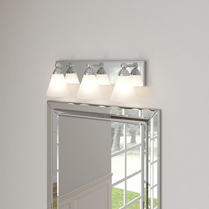 Designers Fountain 3-Lights Hudson Vanity Light Fixture, 21.75 Inch Wall Mount Sconce for Bathroom, Bedroom or Mirror, Chrome, 6493-CH